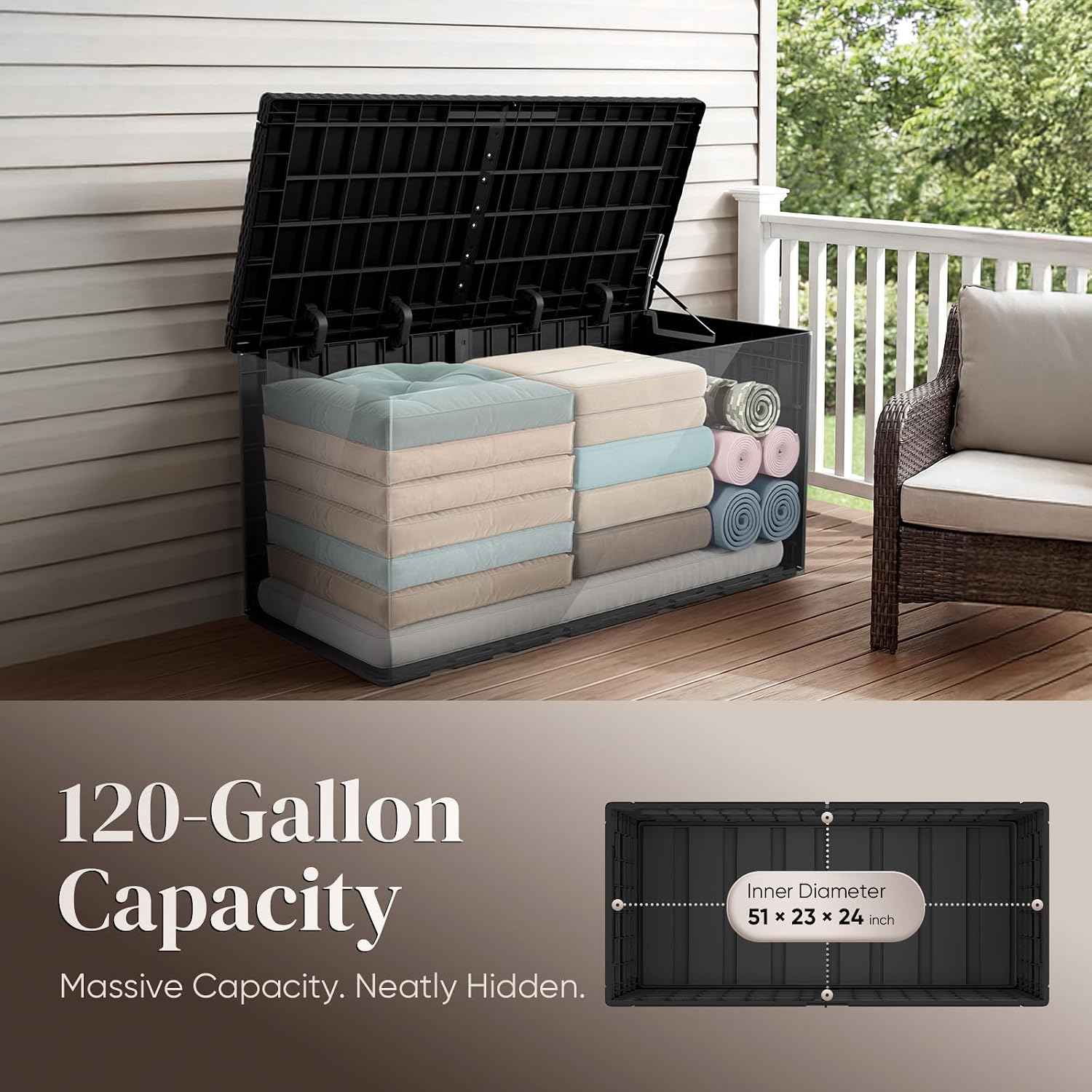 صندوق تخزين خارجي كبير سعة 120 - مراجعة Outdoor Furniture With Storage وسعره